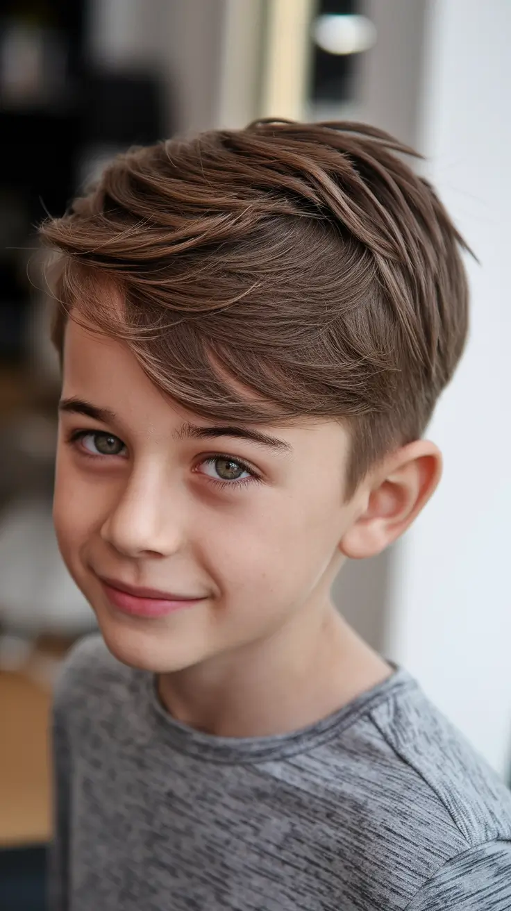 Trendy Boys Haircuts for Summer 2025 – Fresh Styles Textured Side Sweep with Natural Volume