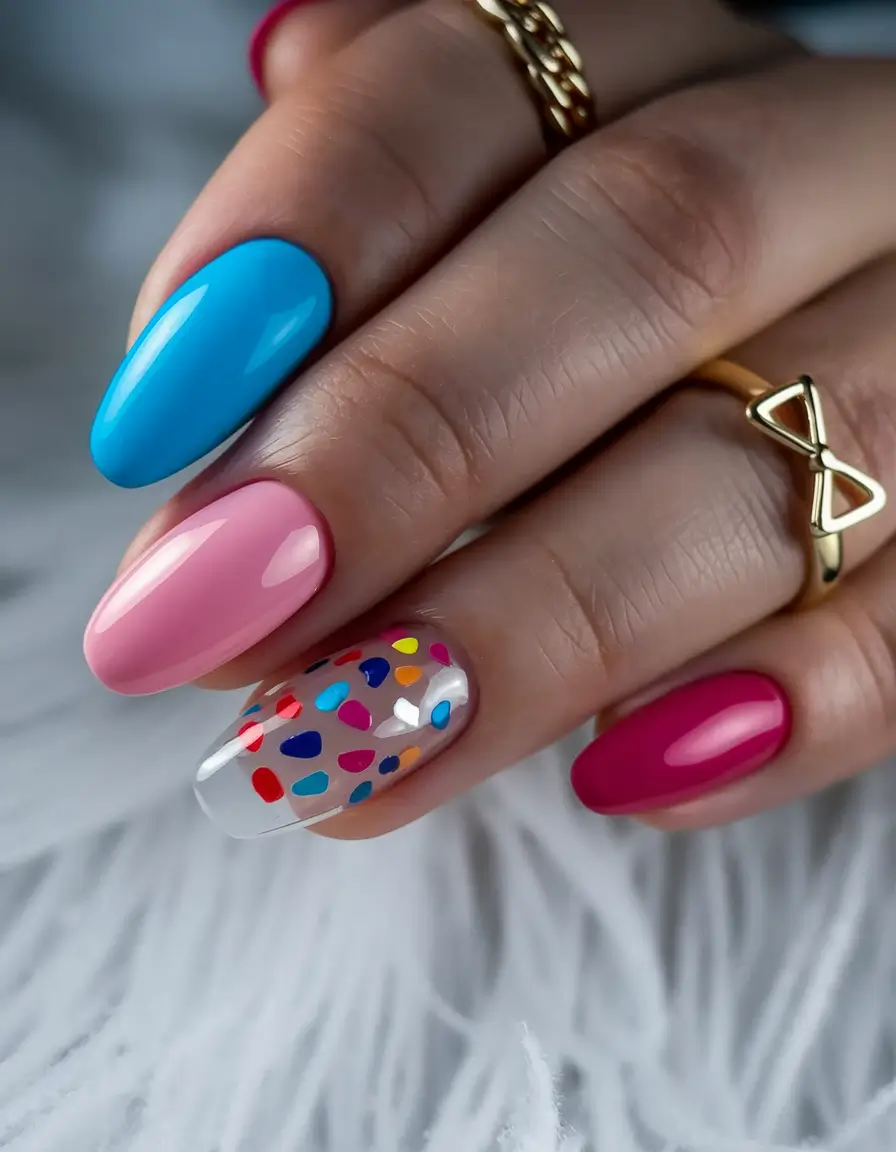 Tropical Vacation Nails for Summer 2025 Confetti Party with Candy Colors