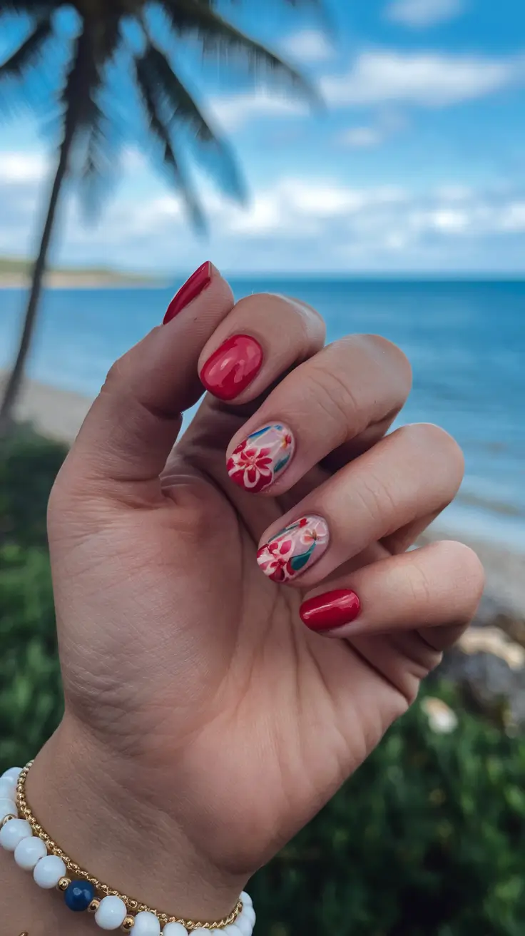 Tropical Vacation Nails for Summer 2025 Beach Blossoms with Hawaiian Flair