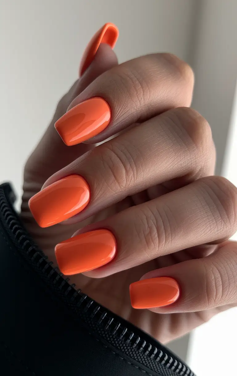 vacation nails ideas 2025 Juicy Orange Shorties
