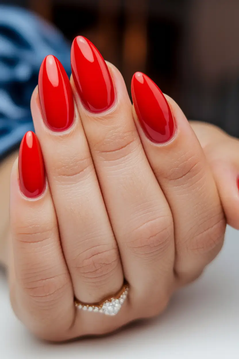 vacation nails ideas 2025 Classic Red for Timeless Glamour