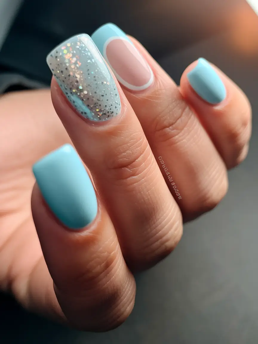 vacation nails ideas 2025 Sky Blue Dreamscape