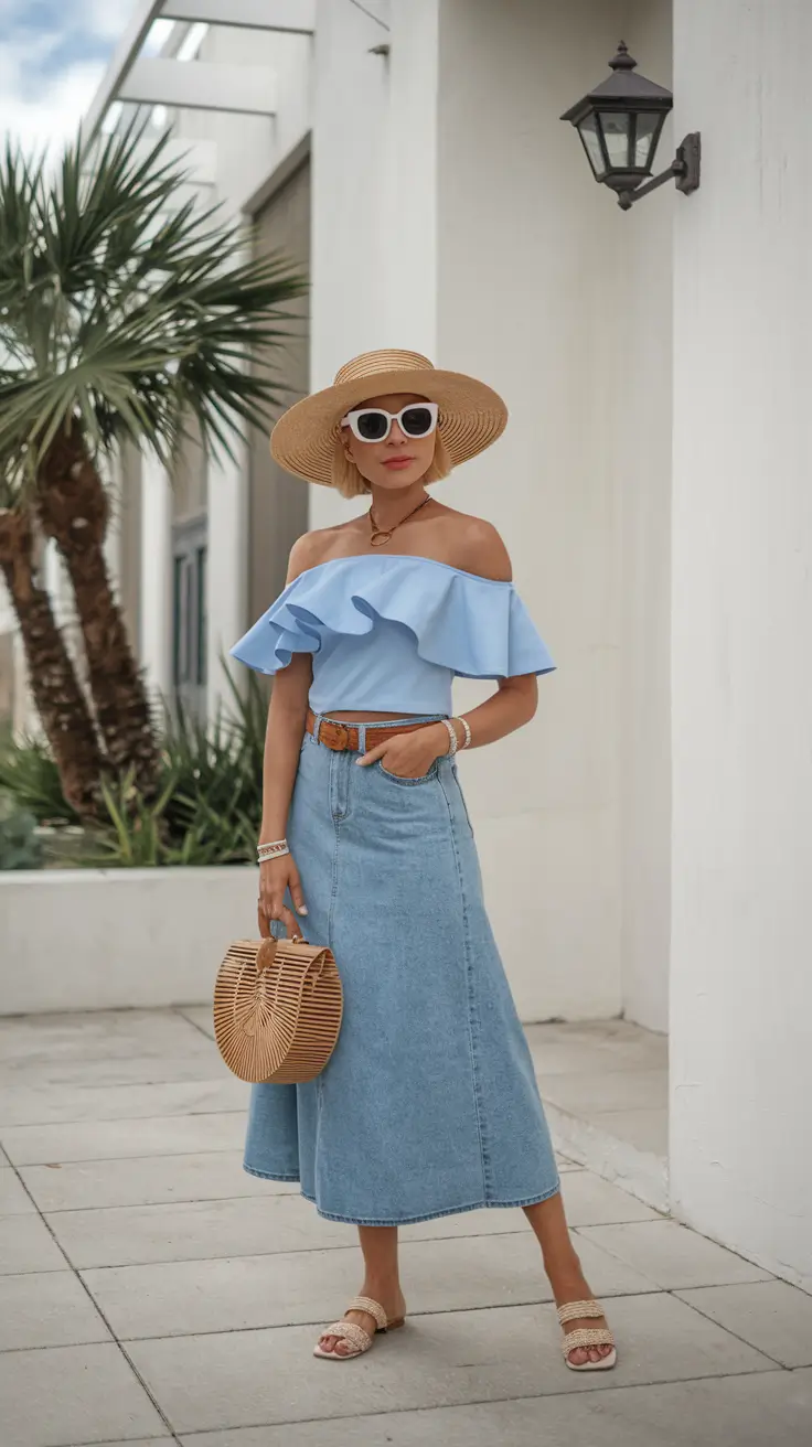 wardrobe ideas for june 2025+Sun-Chic in Denim and Sky Blue