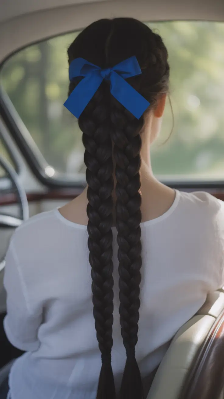Women Hairstyles for Volleyball - Summer 2025! Double Braids with Statement Ribbon