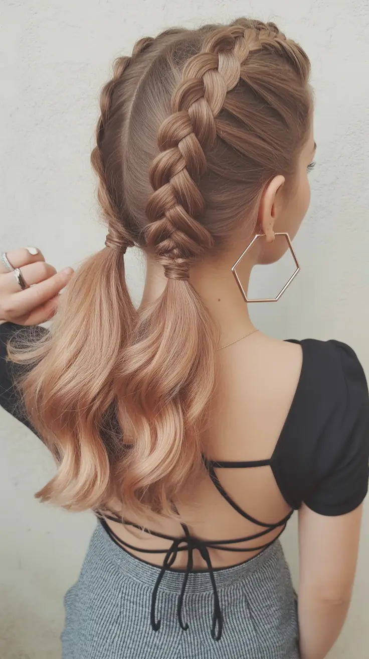 Women Hairstyles for Volleyball - Summer 2025! Romantic Twin Braids with Ponytails
