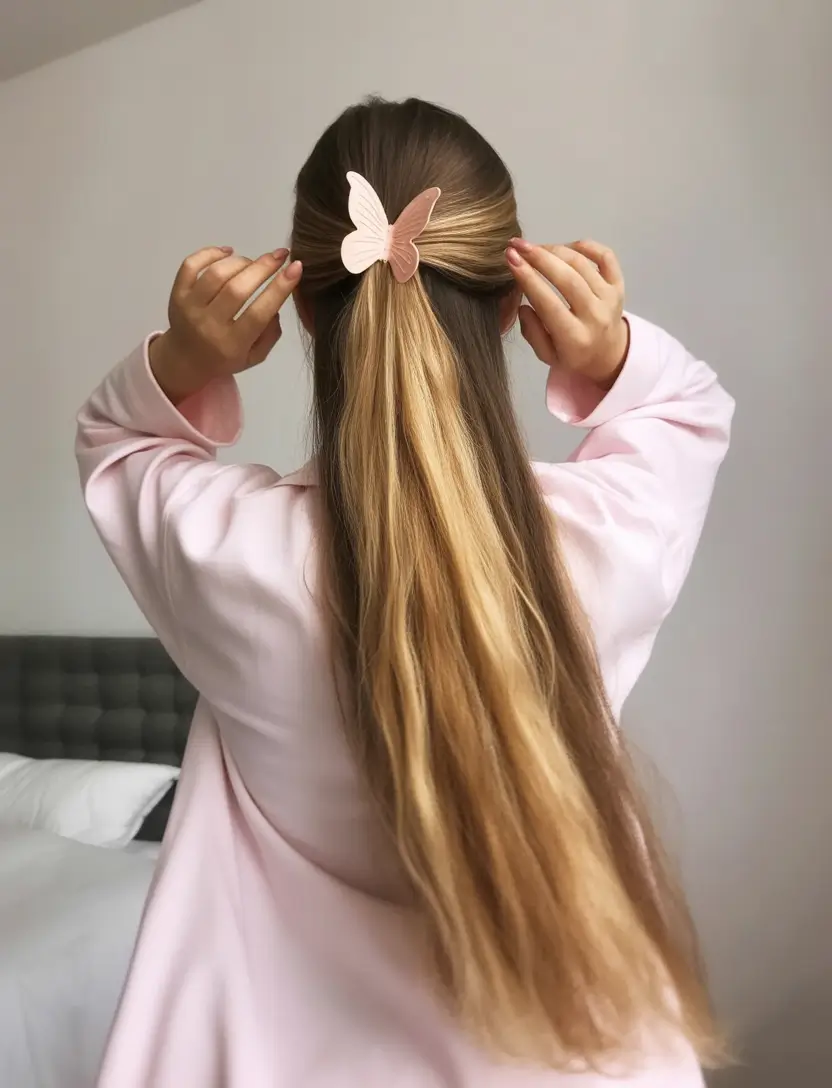 Women Hairstyles for Volleyball - Summer 2025! Straight Half-Up with Butterfly Clip