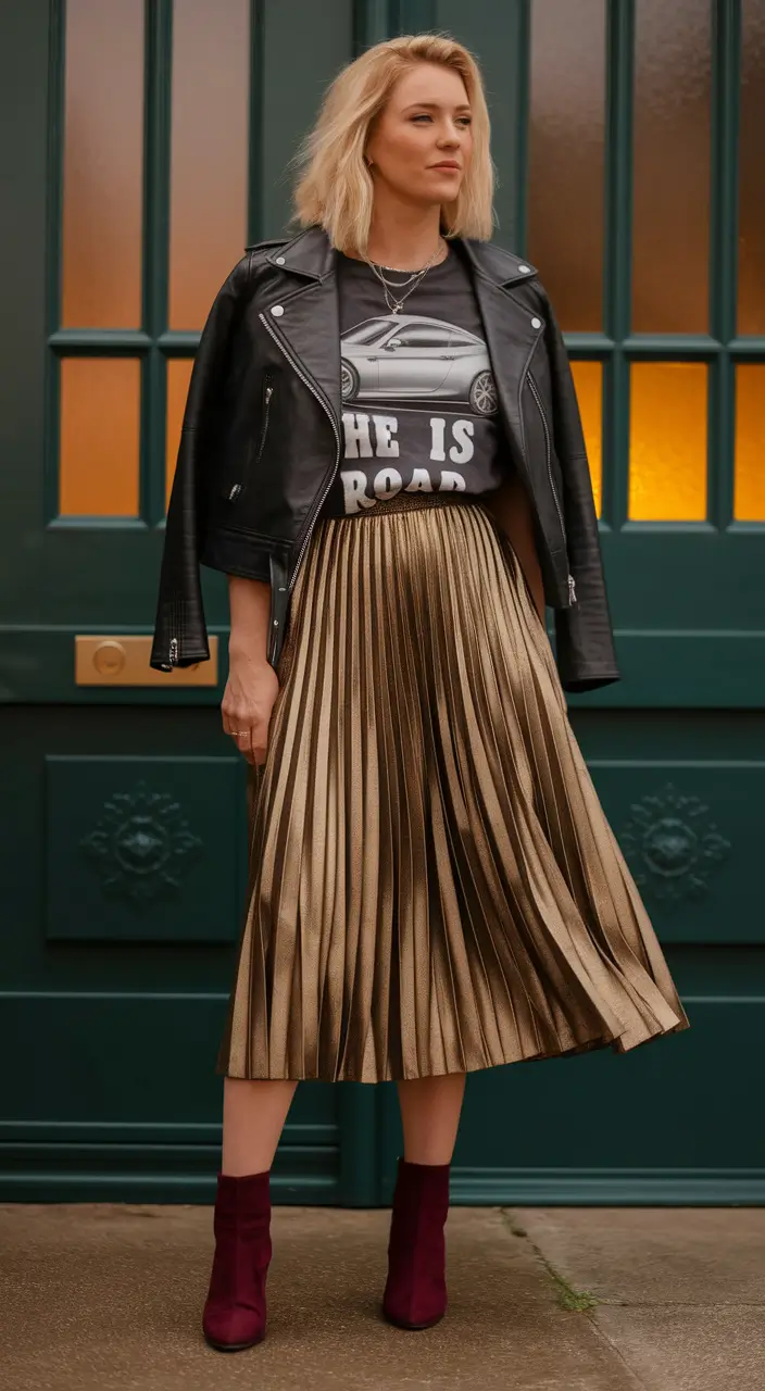 autumn outfits 2025 trends Glam Rock Meets Golden Hour