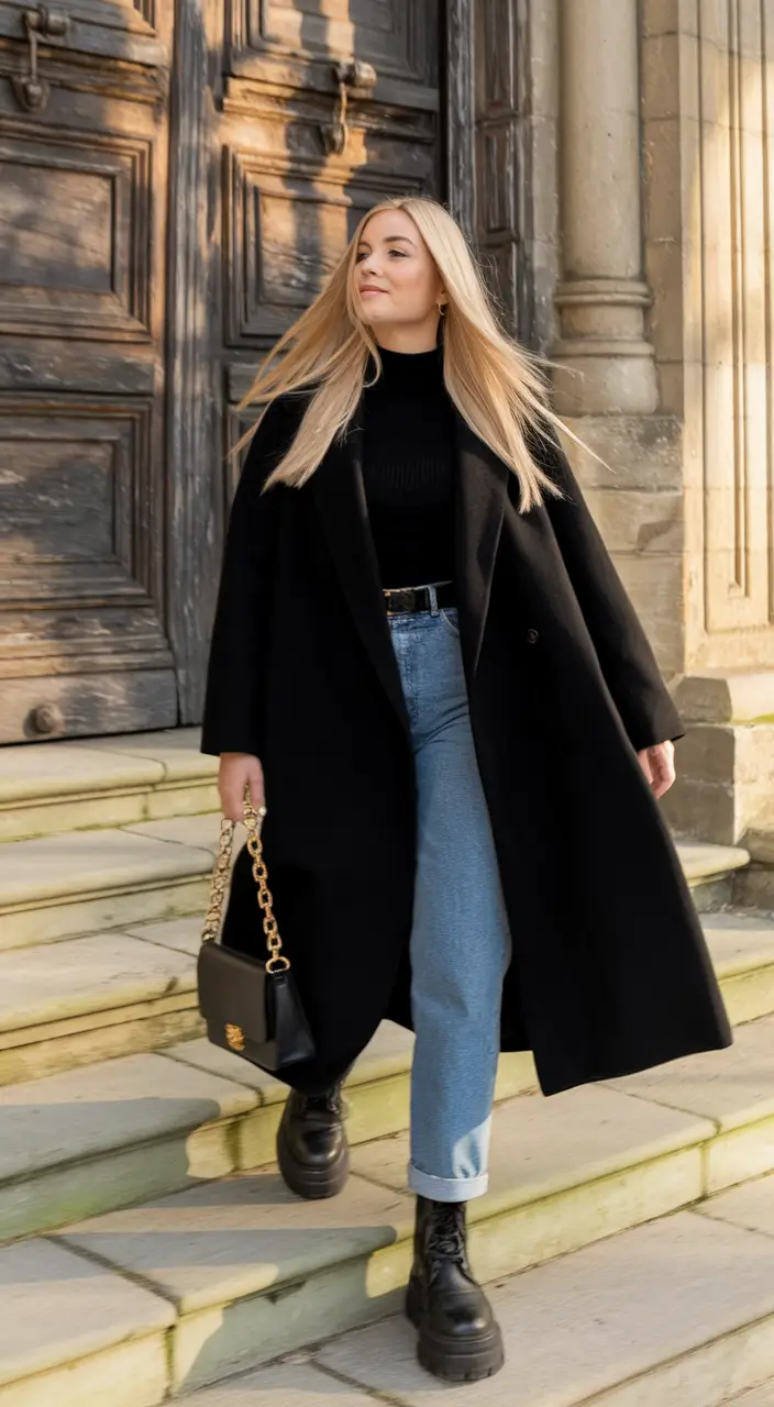 autumn outfits aesthetic classy Jet Black Drama with Denim Ease