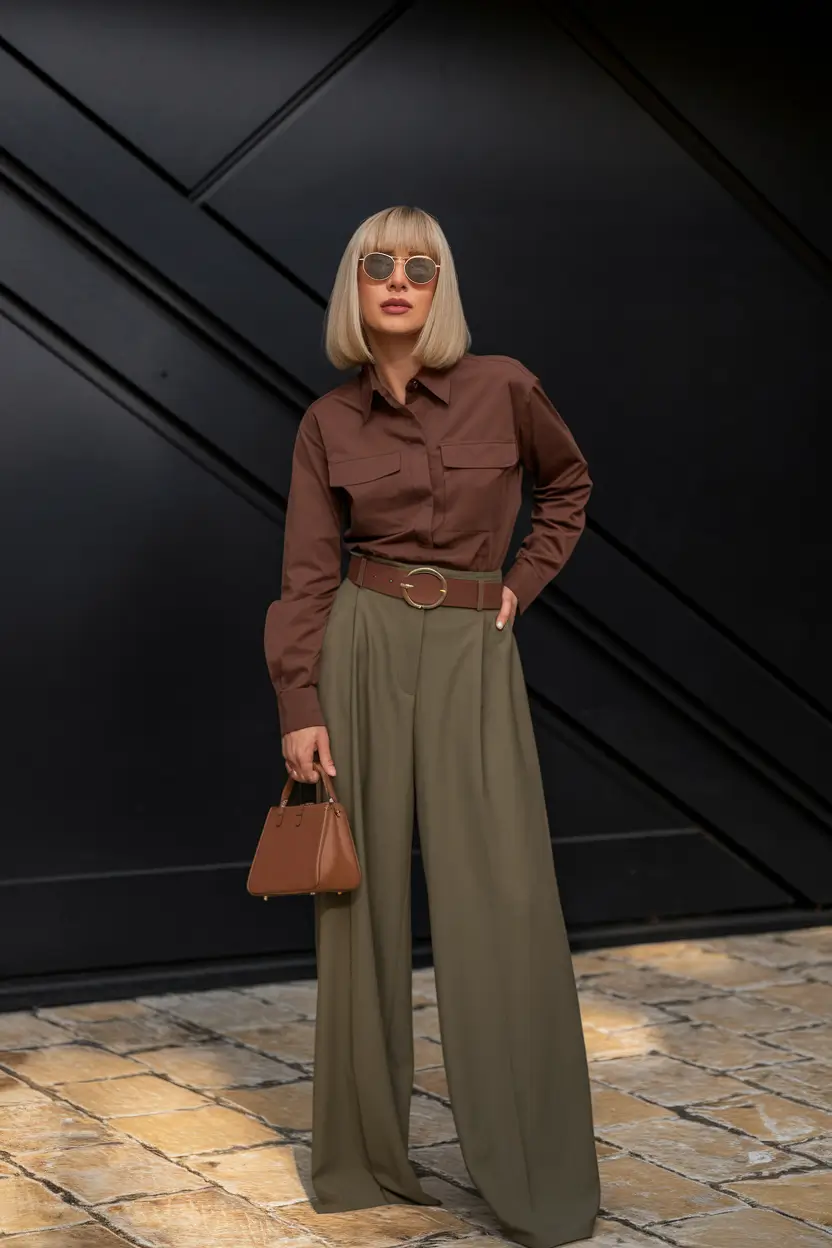 2025 Fall outfits with Old Money Style Structured Neutrals with a Power Belt