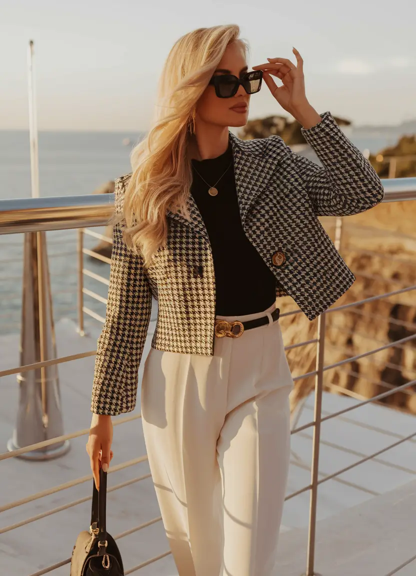 2025 Fall outfits with Old Money Style Timeless Houndstooth with Coastal Flair
