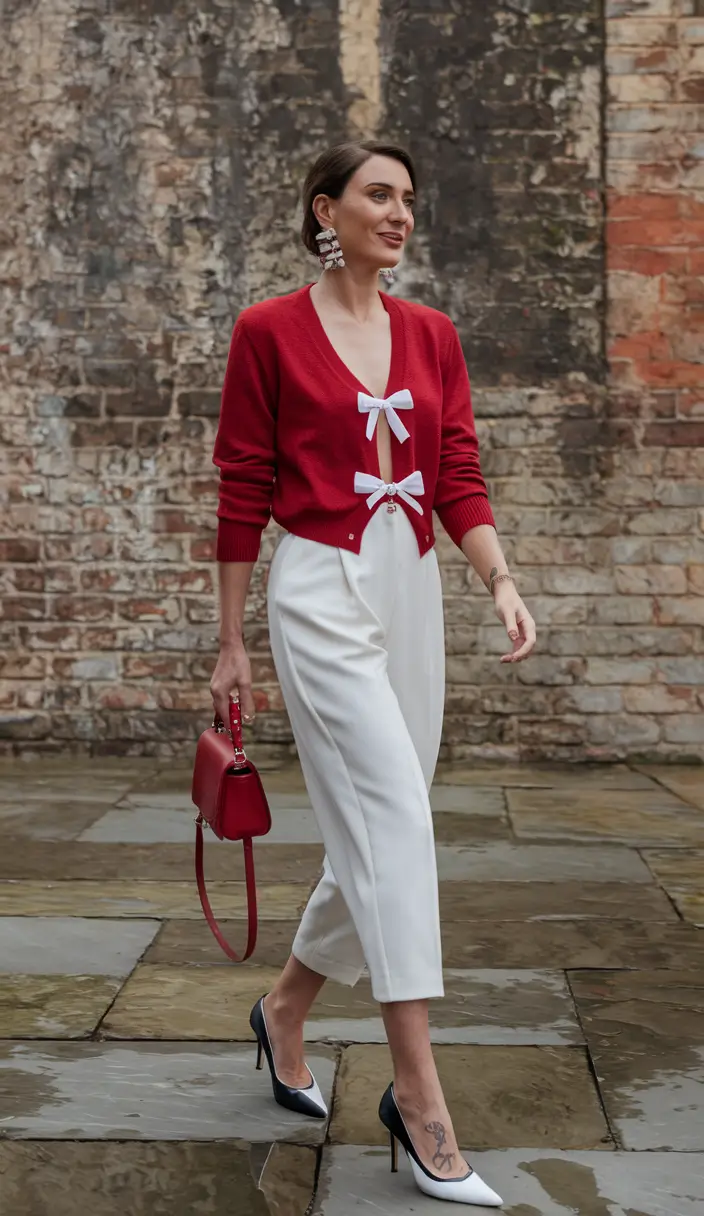 2025 Fall outfits with Old Money Style Red Bows and Refined Charm