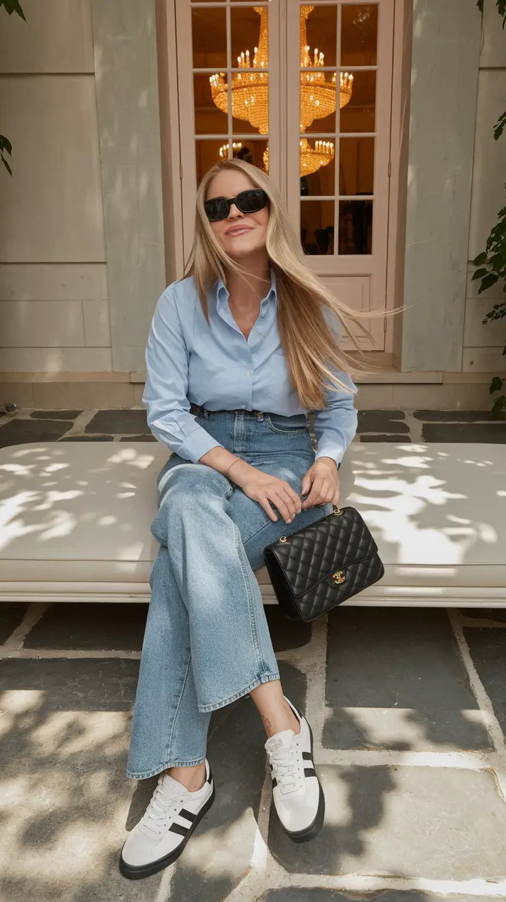 2025 Fall outfits with Old Money Style Heritage Denim with a High-Low Twist