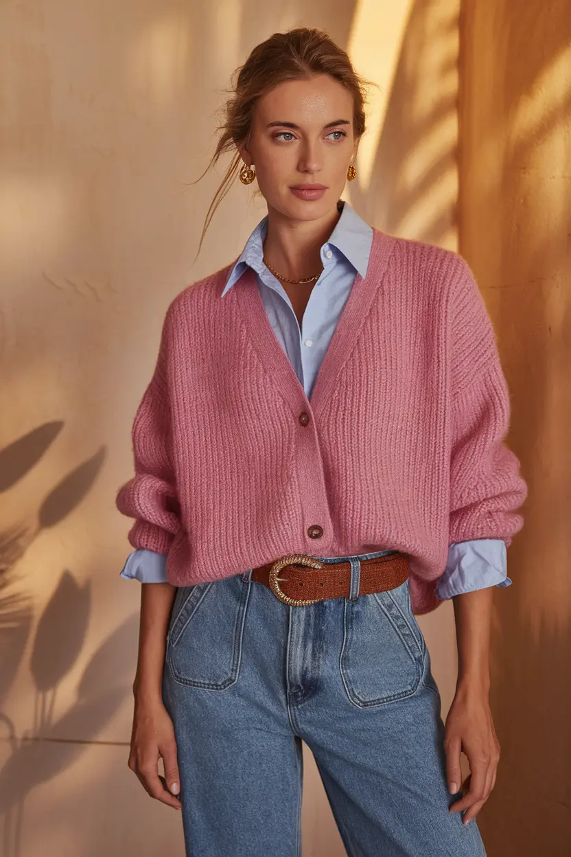 2025 Fall outfits with Old Money Style Soft Knit Layers and Classic Denim
