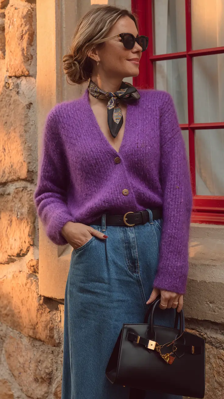 2025 Fall outfits with Old Money Style Lavender Layers and Denim Grace