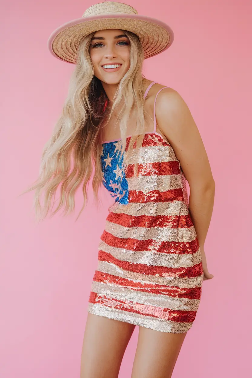 4th of July 2025 Outfits That Sparkle - Sequin Flag Dress That Owns the Spotlight