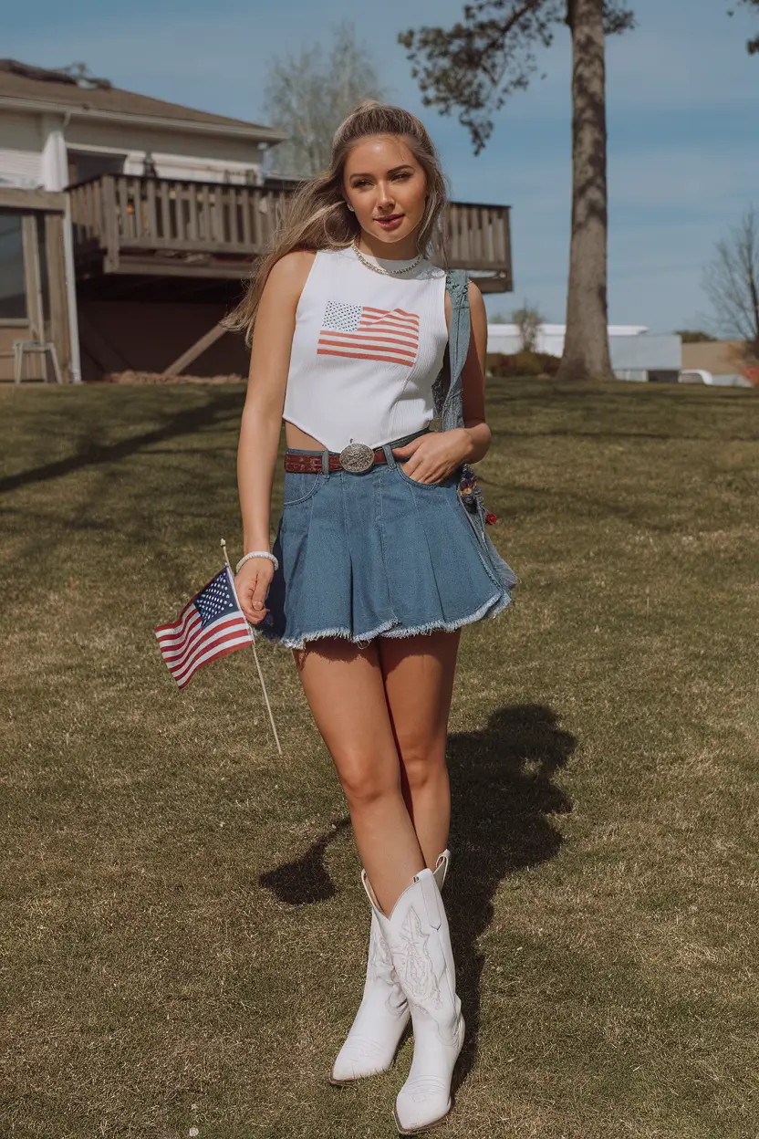 4th of July 2025 Outfits That Sparkle - Country Cutie in Denim and Boots