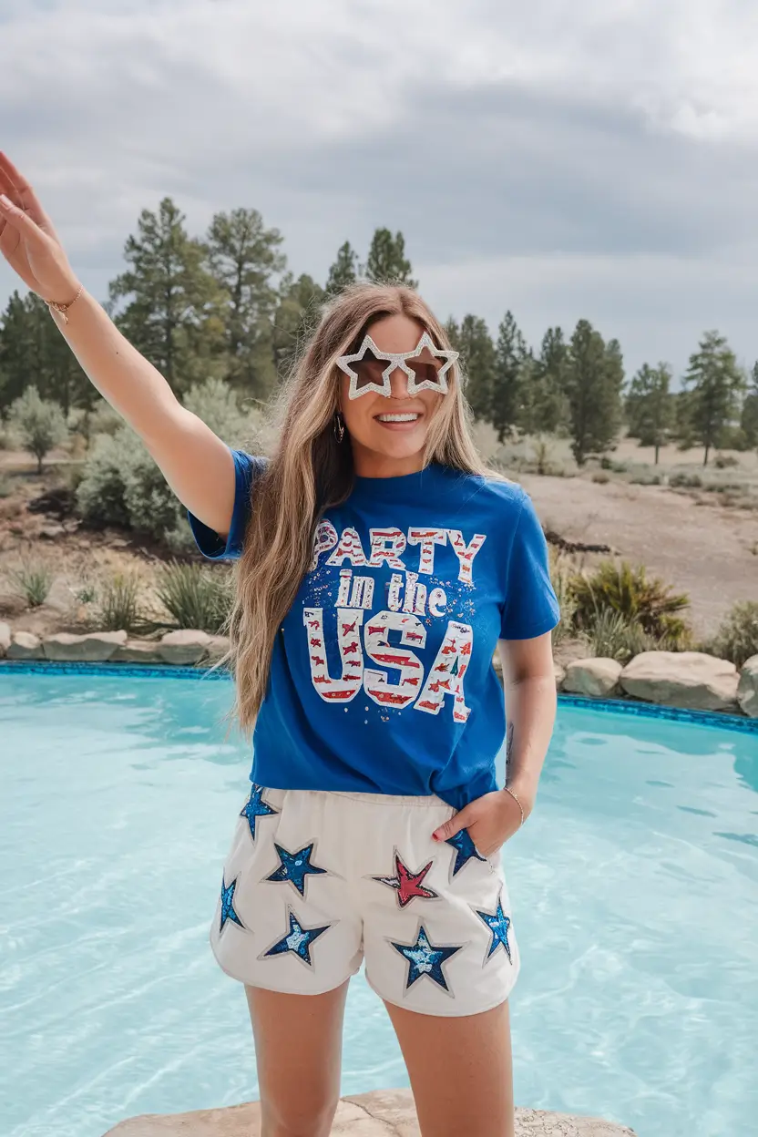 4th of July 2025 Outfits That Sparkle - Poolside Sparkle With a Star-Studded Twist
