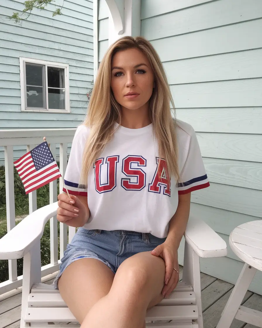 4th of July 2025 Outfits That Sparkle - All-American Girl Next Door in Sporty Vintage Tee