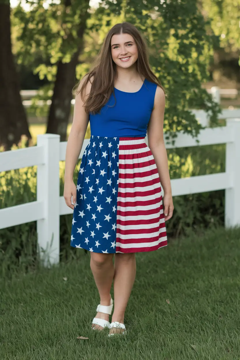 4th of july dresses ideas 2025-Half-and-Half Classic with Youthful Vibes