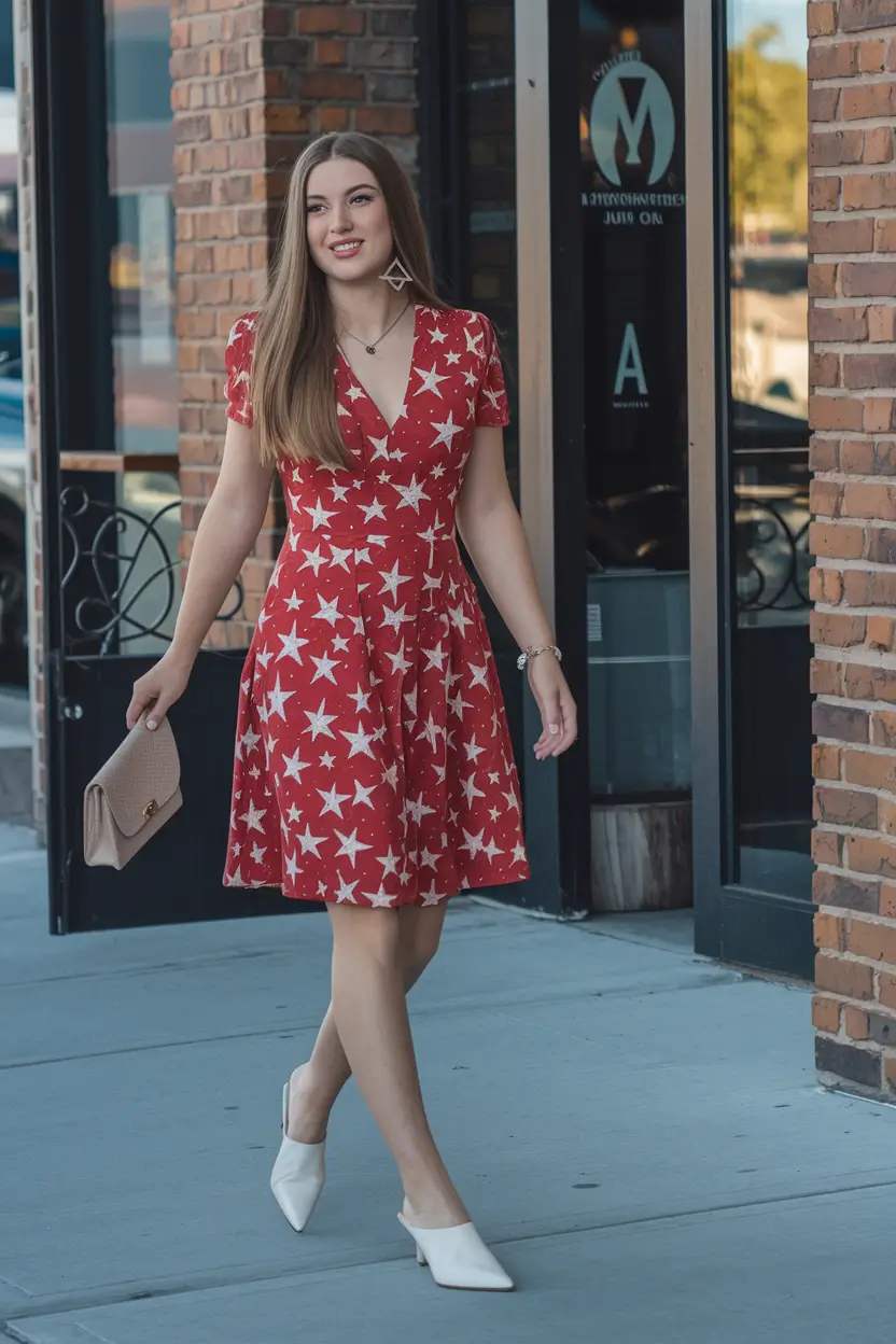 4th of july dresses ideas 2025-Red Star Power with Elegant Ease