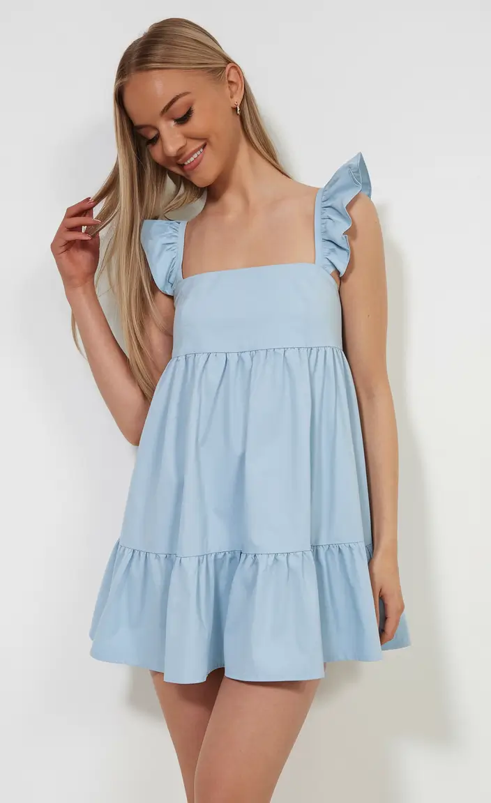 4th of july dresses ideas 2025-Pale Blue Babydoll with Preppy Simplicity