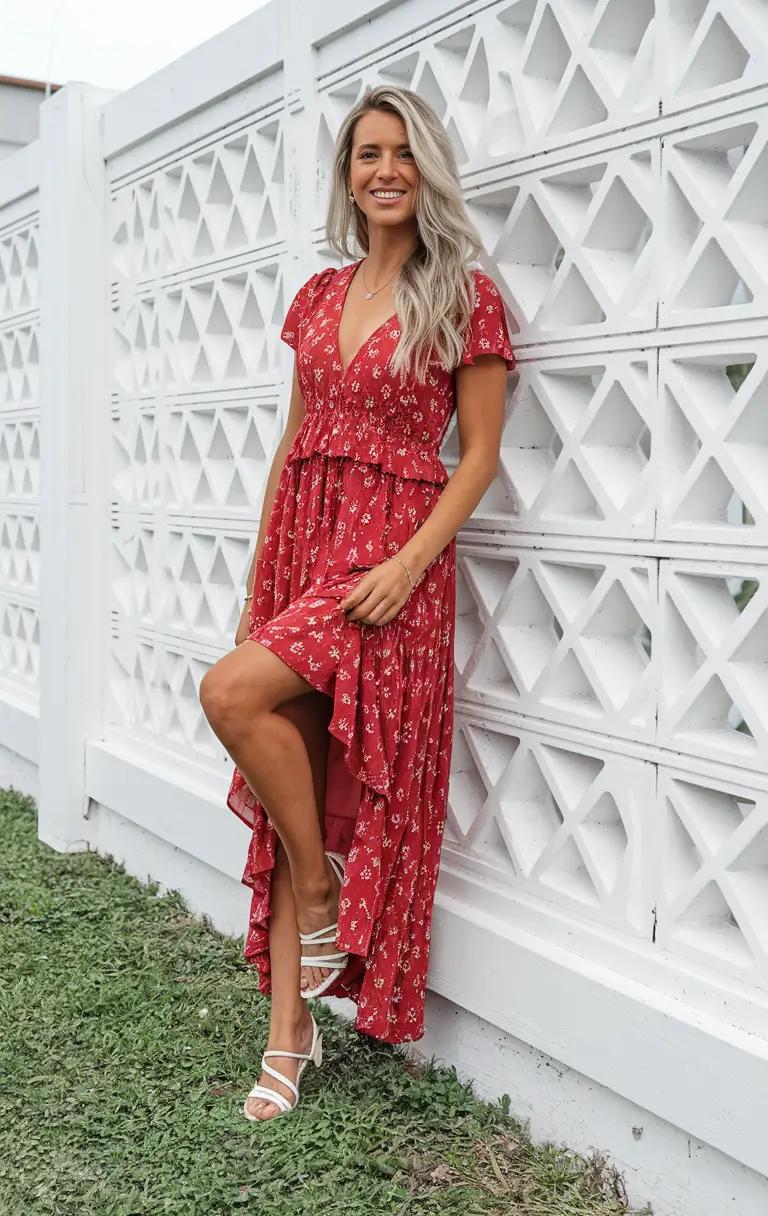 4th of july dresses ideas 2025-Flowy Florals for Fireworks Night