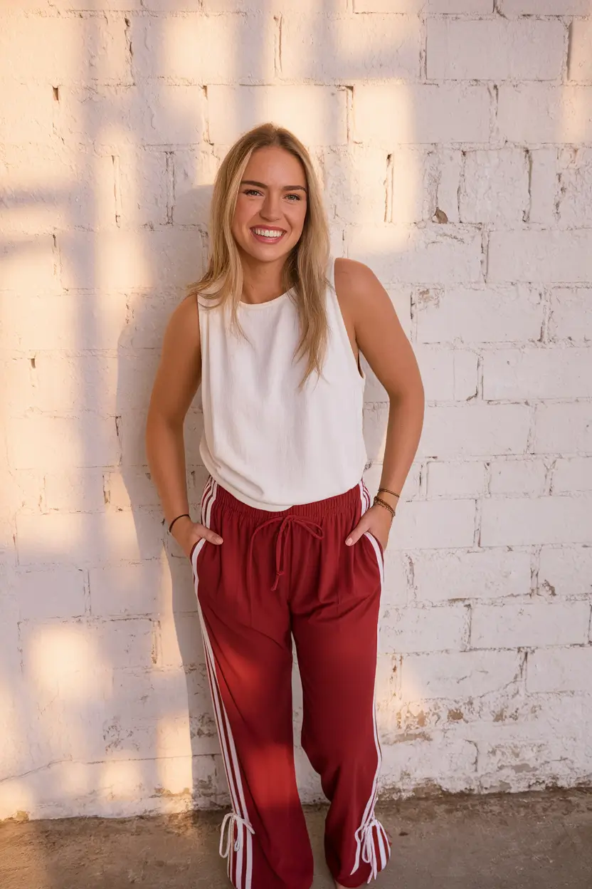 Trendy August Outfit Ideas in 2025 Sunset Track-Pant Chill