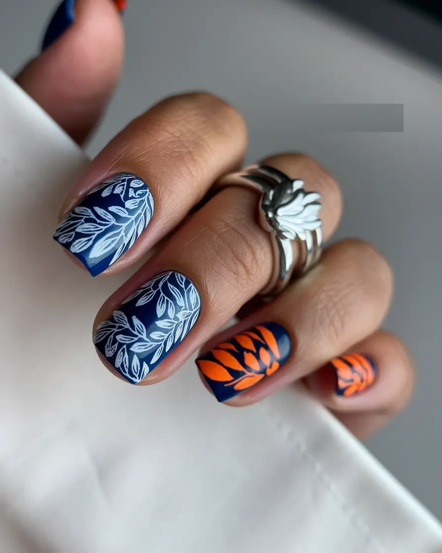 August Nail Colors Inspo 2025 Midnight Botanical Pop