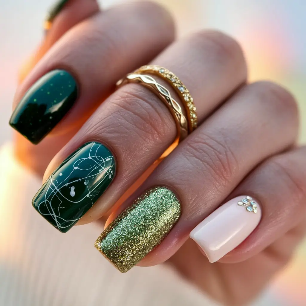 August Nail Colors Inspo 2025 Emerald Gala Mix-Tape
