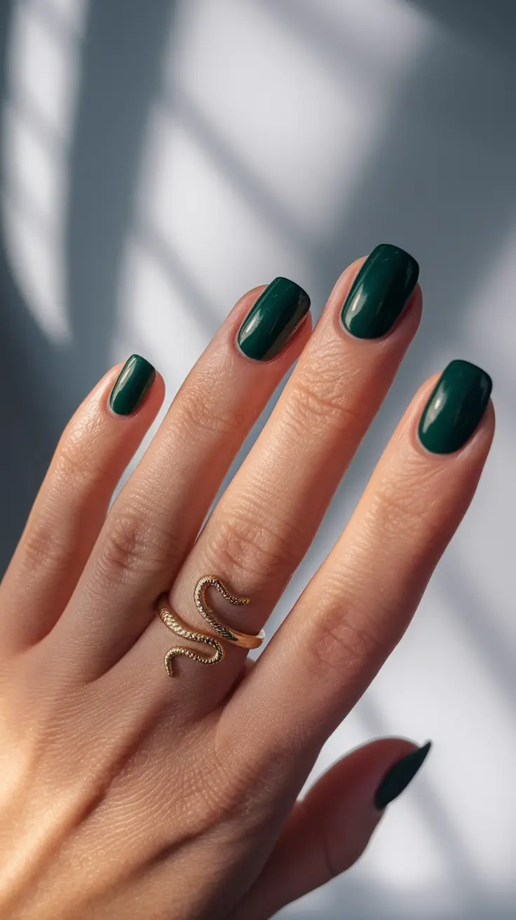 August Nail Colors Inspo 2025 Deep Forest Confidence