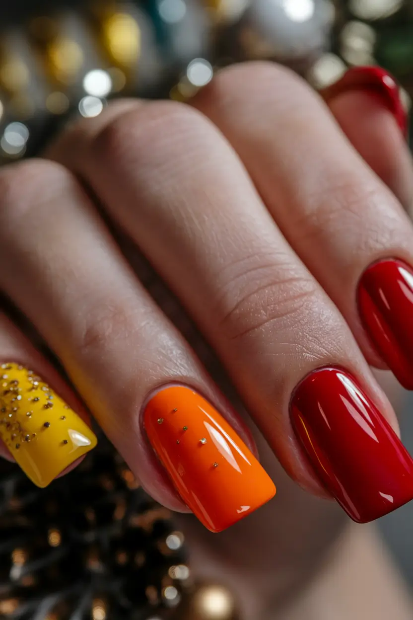 August Nail Colors Inspo 2025 Sunset Sprinkles