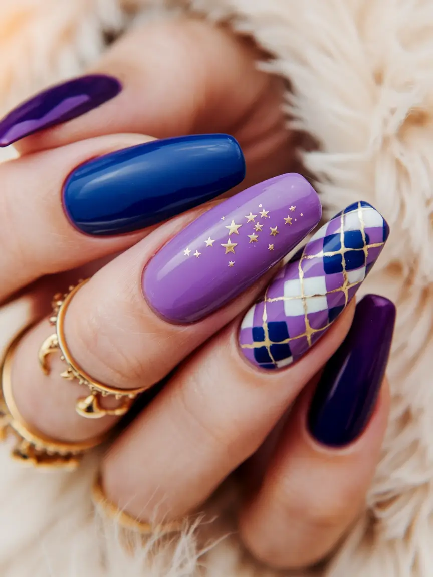 August Nail Colors Inspo 2025 Stargazer Argyle
