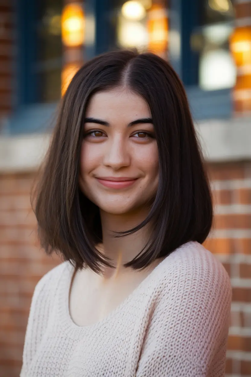 back to school hairstyles 2025 Soft Blunt Bob with Center Part