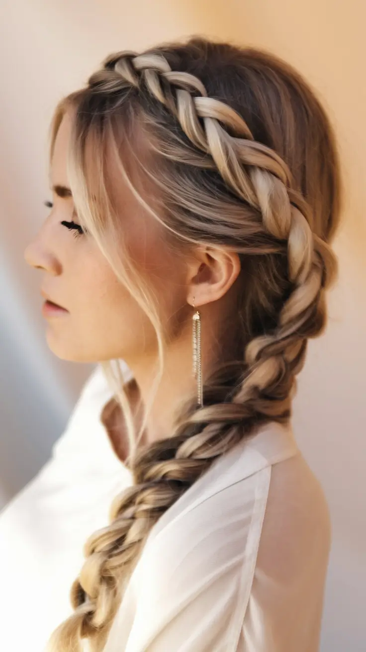 back to school hairstyles 2025 Chunky Side Braid with Volume