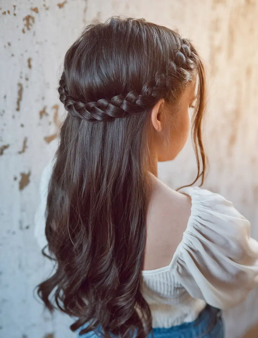 back to school hairstyles 2025 Princess Braided Halo for School Days