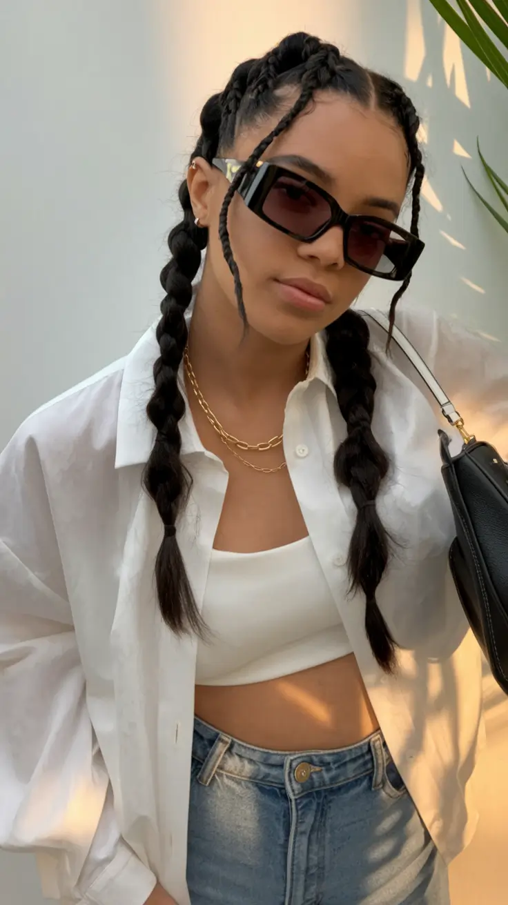 back to school hairstyles 2025 Sleek Boxer Braids with a Modern Twist