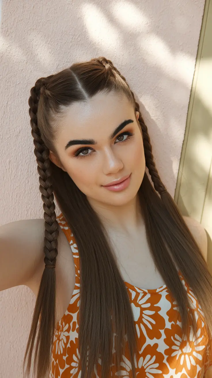 back to school hairstyles 2025 Half Braids, Half Sleek with a Summer Flashback