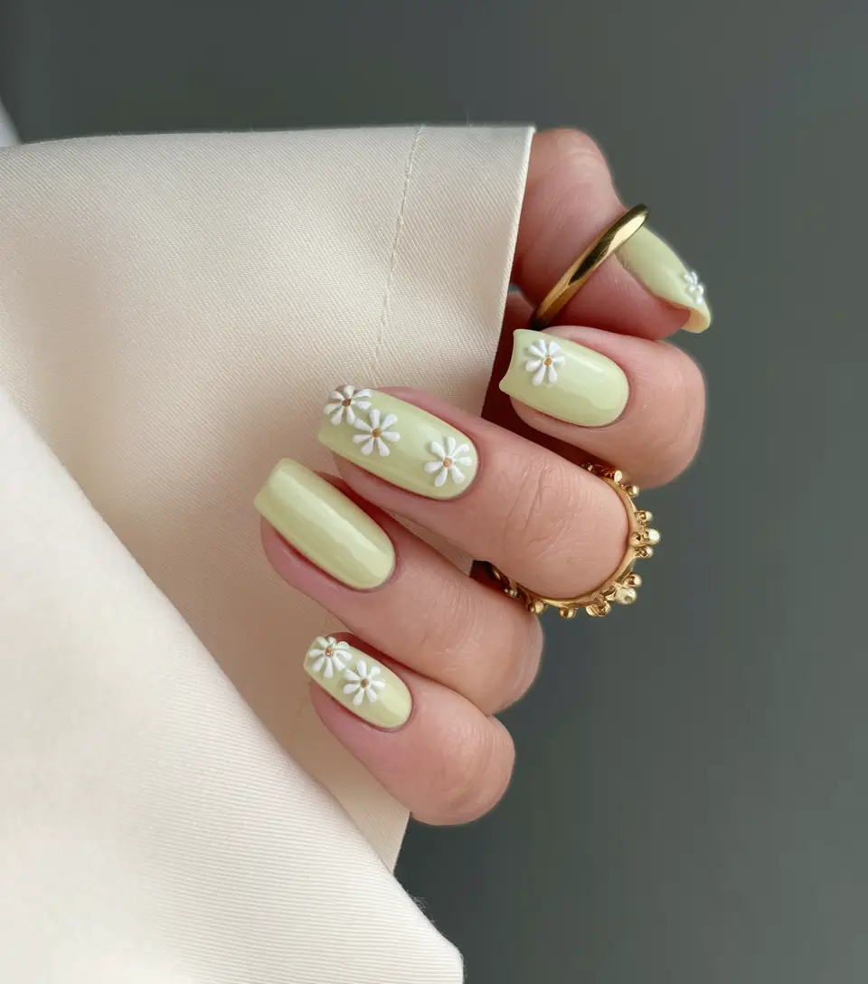 back to school nails 2025 Daisy Dreams on Lemon Glaze