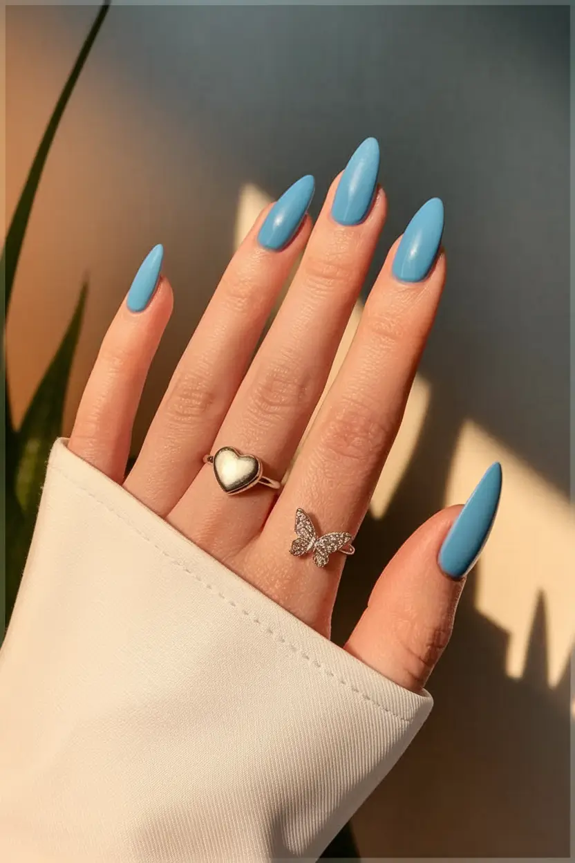 back to school nails 2025 Sky Blue and Bold: A Confident Comeback