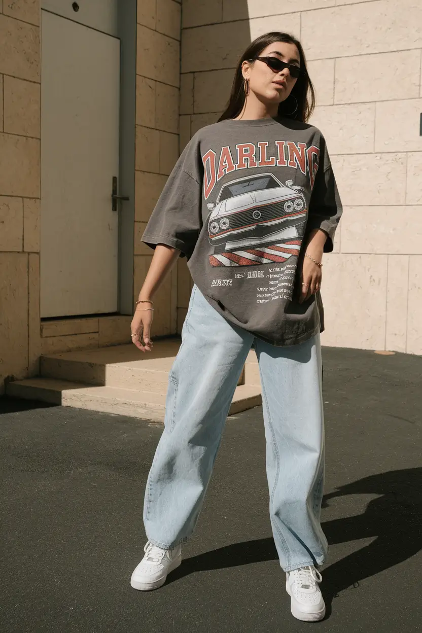 back to school outfits 2025 Oversized Graphic Meets Baggy Cool