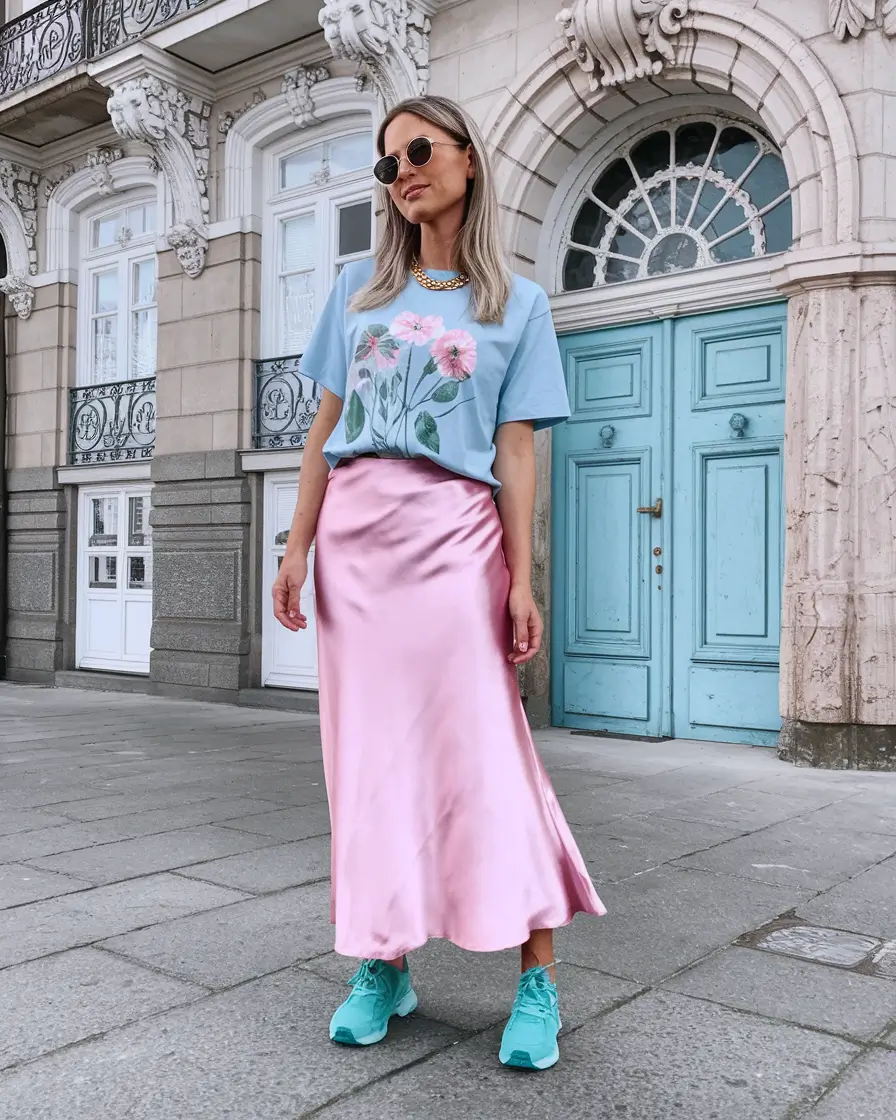 back to school outfits 2025 Pastel Flow With a Bold Step