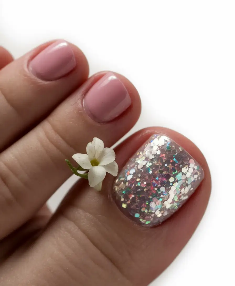 Beach Toe Nails That Shine in 2025 Bubblegum & Glitter Crush