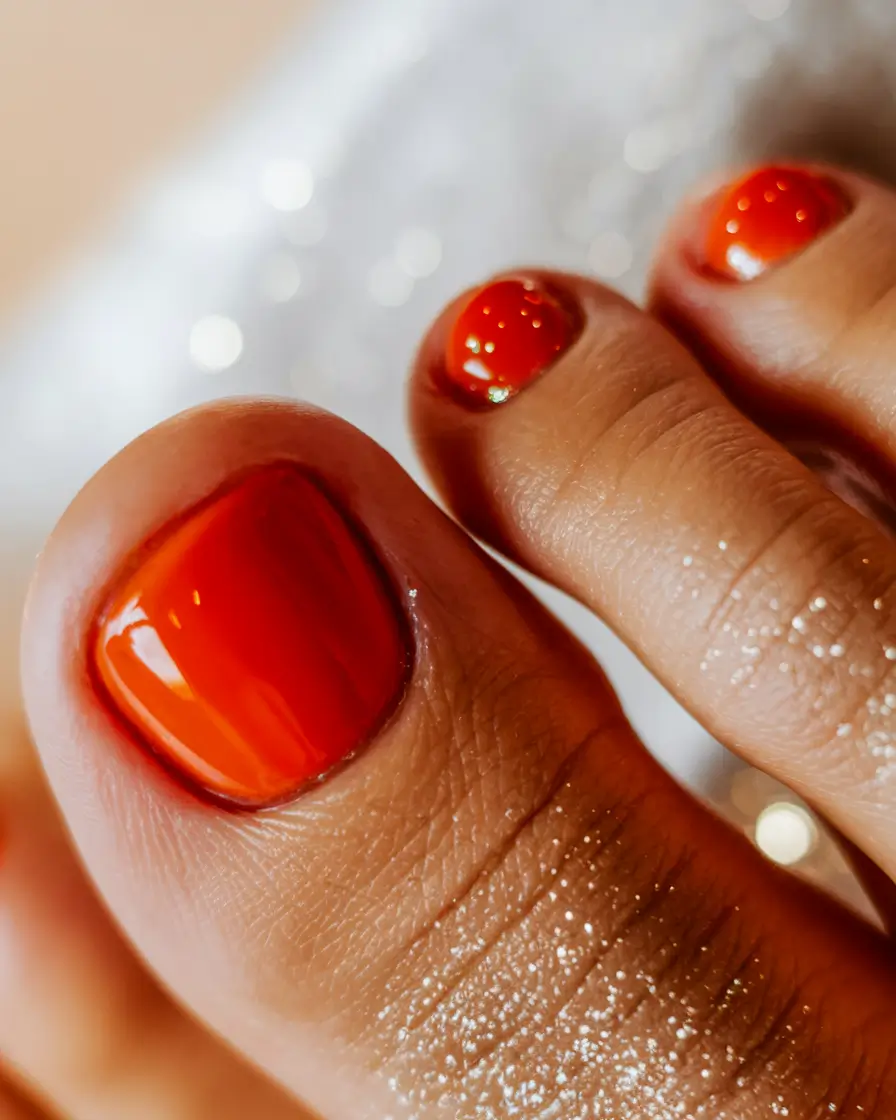 Beach Toe Nails That Shine in 2025 Cherry Sunset Punch