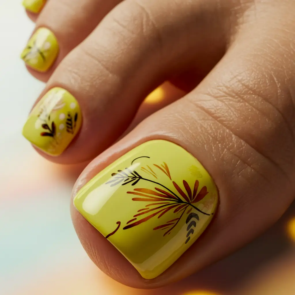 Beach Toe Nails That Shine in 2025 Tropical Botanical Burst