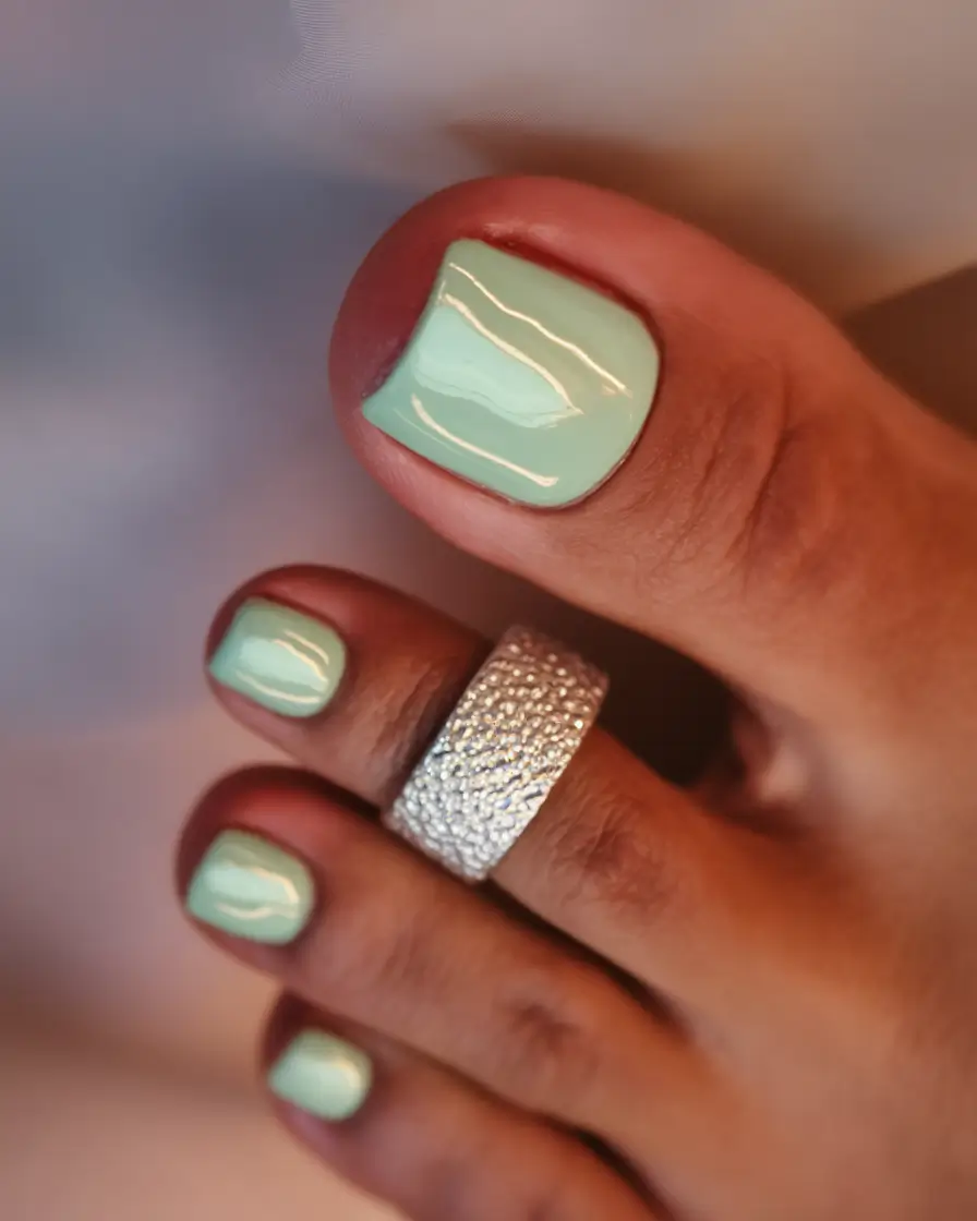 Beach Toe Nails That Shine in 2025 Mint Mojito Shine