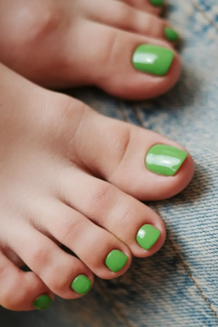 Beach Toe Nails That Shine in 2025 Fresh Green Simplicity