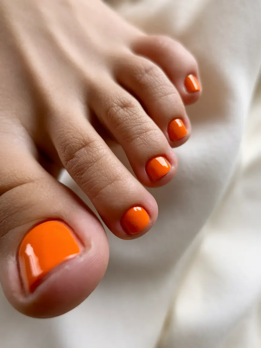 Beach Toe Nails That Shine in 2025 Sunset Pop Orange
