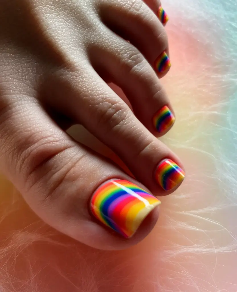 Beach Toe Nails That Shine in 2025 Rainbow Happiness Explosion