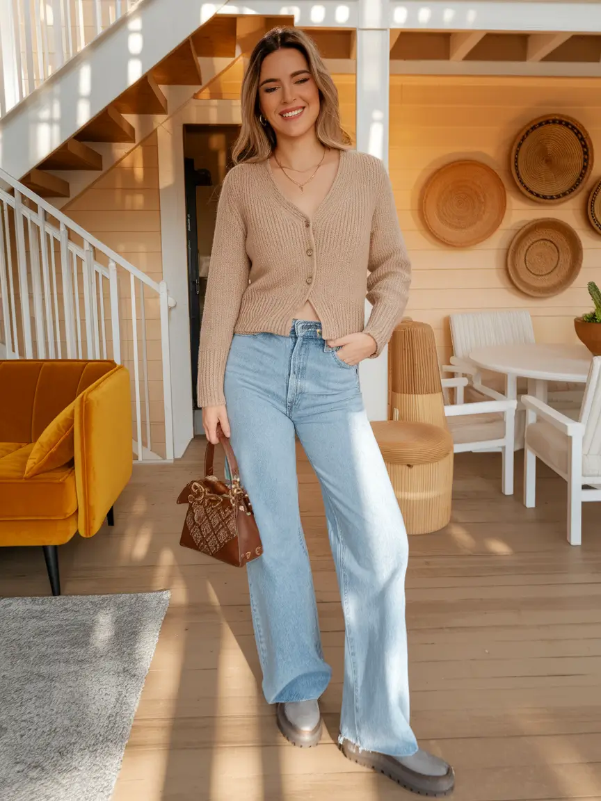 Easy fall outfits for busy moms – ideas for 2025 Cozy Beige Knit with Easy Day Energy