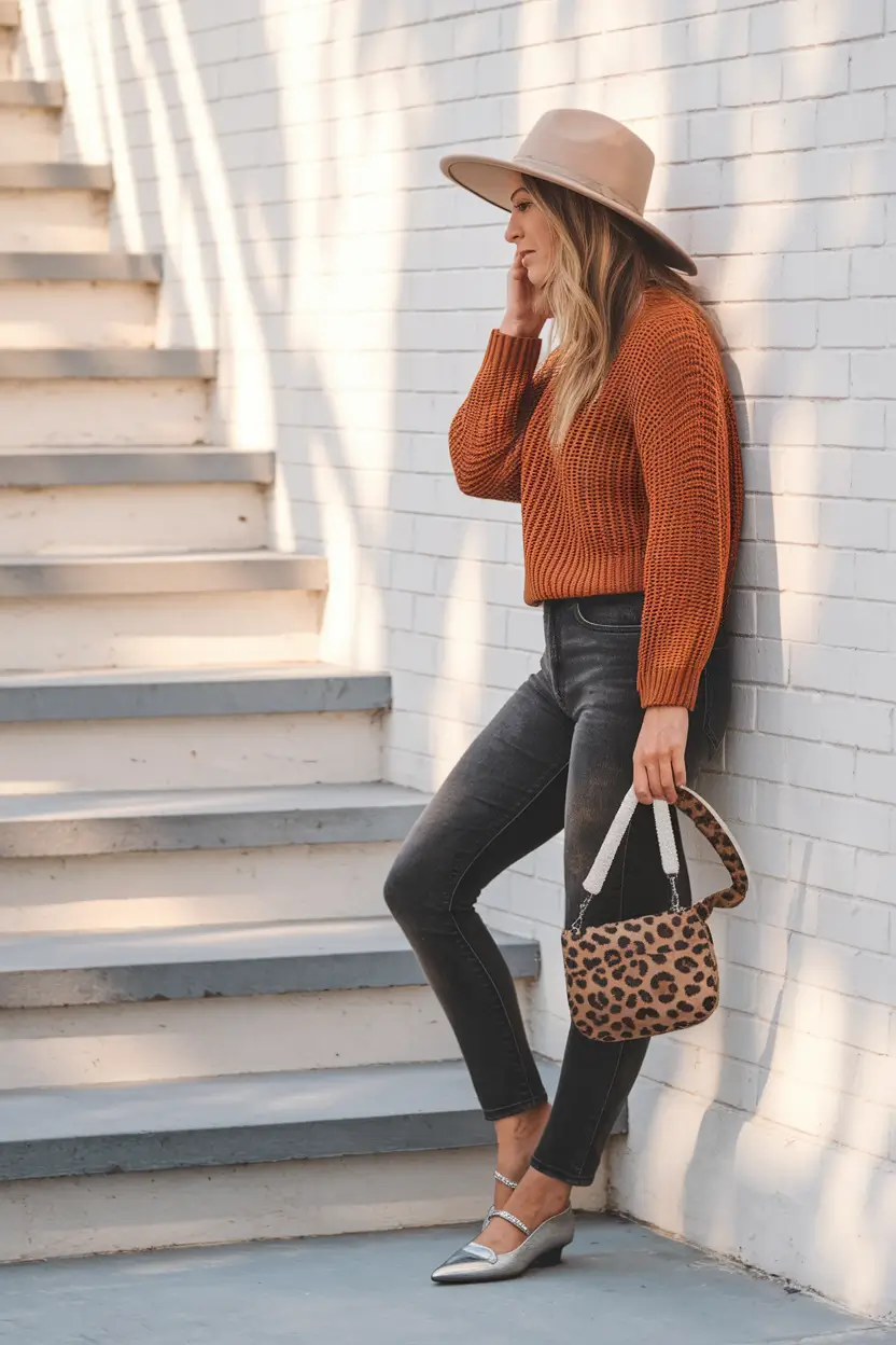 Easy fall outfits for busy moms – ideas for 2025 Rust and Leopard, the Fall Power Duo